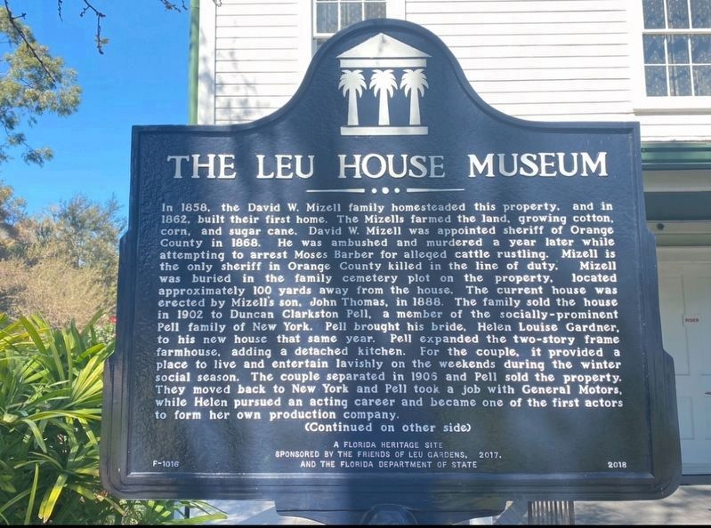 The Leu House Museum Marker (side 1) image. Click for full size.