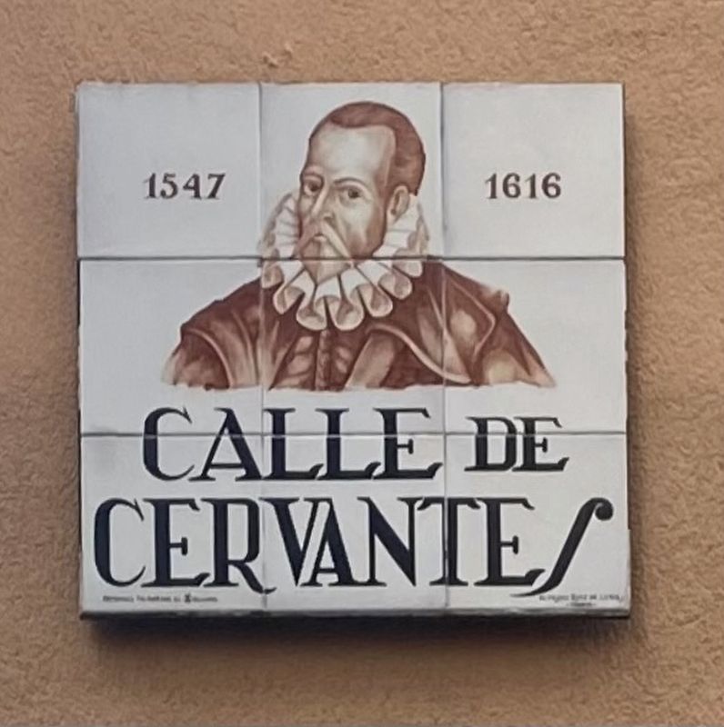 Miguel de Cervantes street sign image. Click for full size.