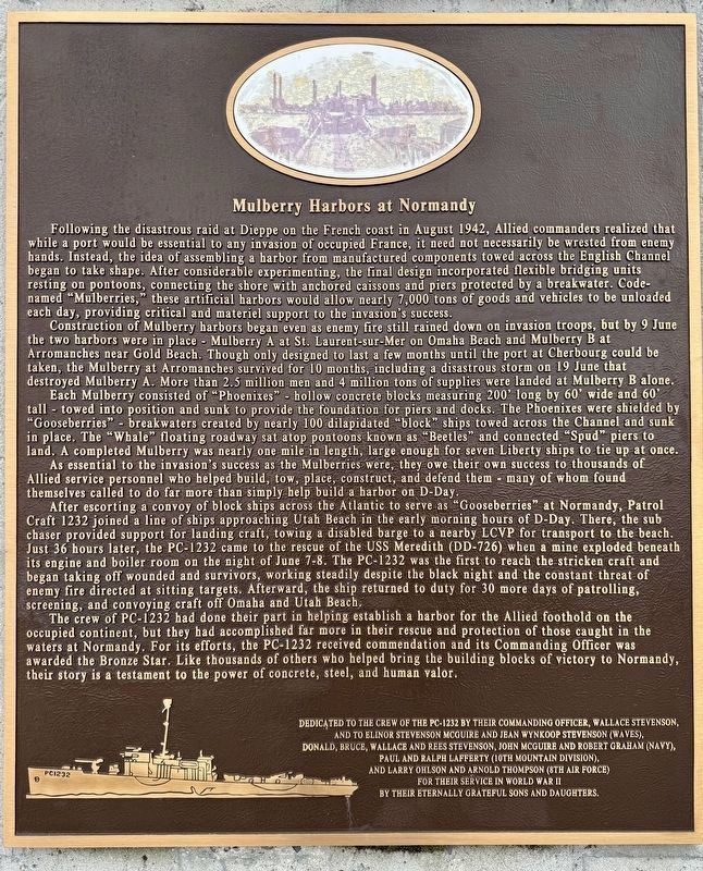 Mulberry Harbors at Normandy Marker image. Click for full size.