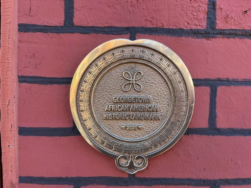 Georgetown African American Historic Landmark medallion on the church image. Click for full size.