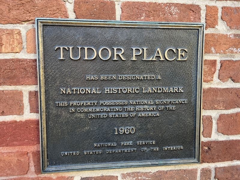 National Historic Landmark plaque for Tudor Place. Click for full size. National Historic Landmark plaque for Tudor Place image. Click for full size.