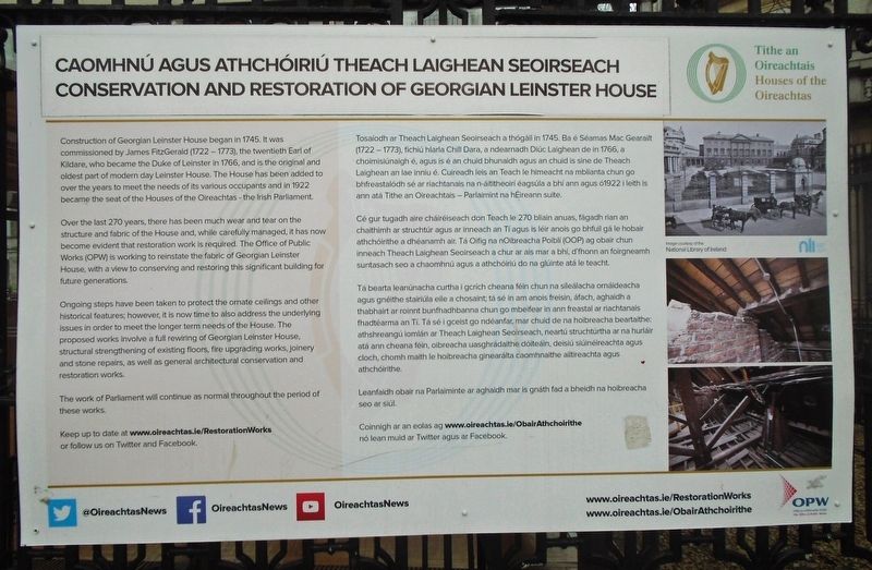 Conservation and Restoration of Georgian Leinster House Marker image. Click for full size.