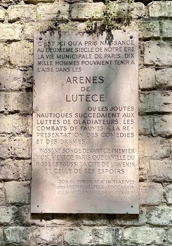 Arenes de Lutece / Arenas of Lutetia Marker image. Click for full size.