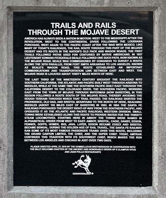 Trails and Rails Through the Mojave Desert Marker image. Click for full size.