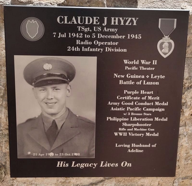 Claude J Hyzy Marker image. Click for full size.