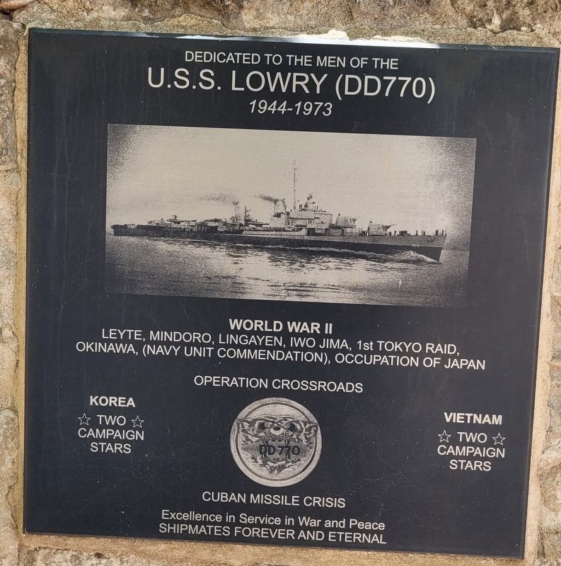 U.S.S. Lowry (DD770) Marker image. Click for full size.
