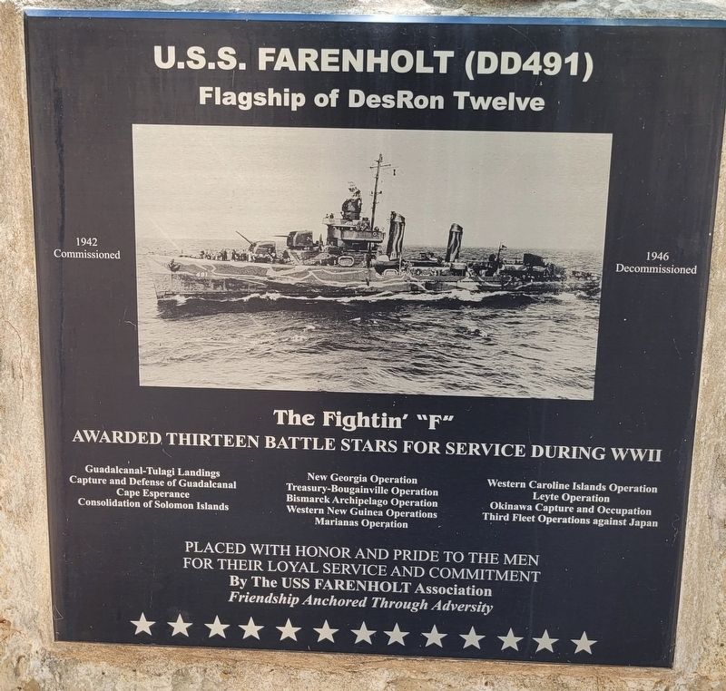 U.S.S. Farenholt (DD491) Marker image. Click for full size.