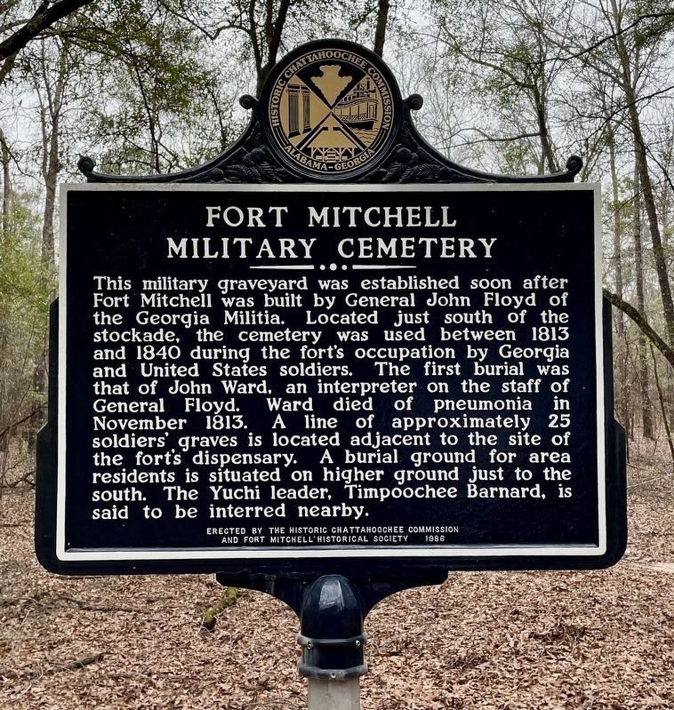 Fort Mitchell Military Cemetery Marker (repainted) image. Click for full size.