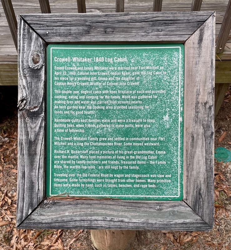 Crowell-Whitaker 1840 Log Cabin Marker. Click for full size. Crowell-Whitaker 1840 Log Cabin Marker image. Click for full size.