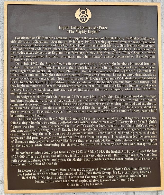 Eighth United States Air Force Marker. Click for full size. Eighth United States Air Force Marker image. Click for full size.