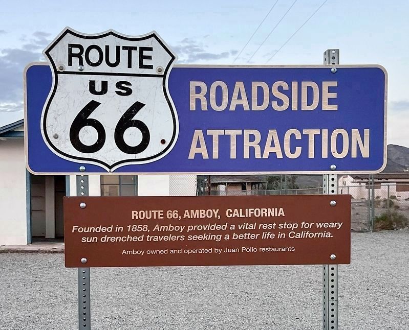 Route 66, Amboy, California Marker. Click for full size. Route 66, Amboy, California Marker image. Click for full size.