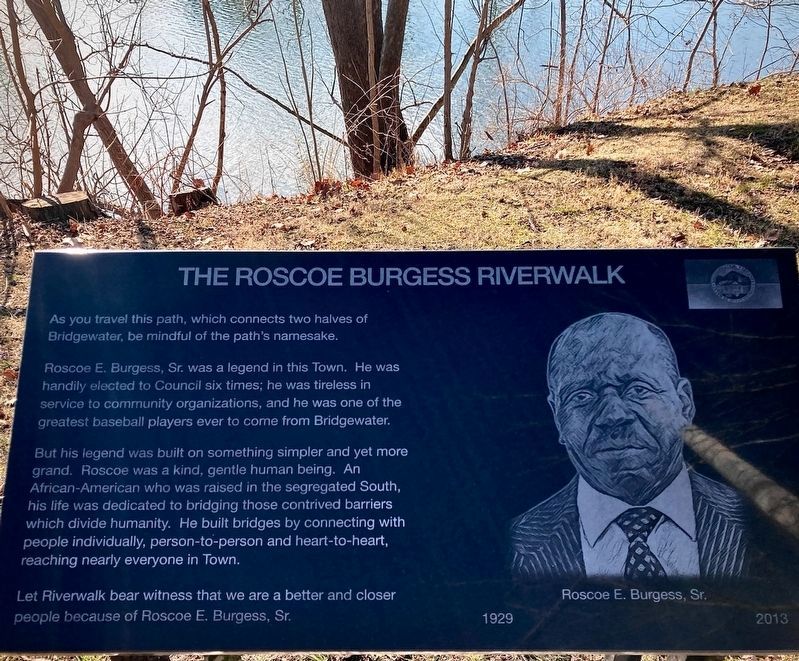 The Roscoe Burgess Riverwalk Marker image. Click for full size.