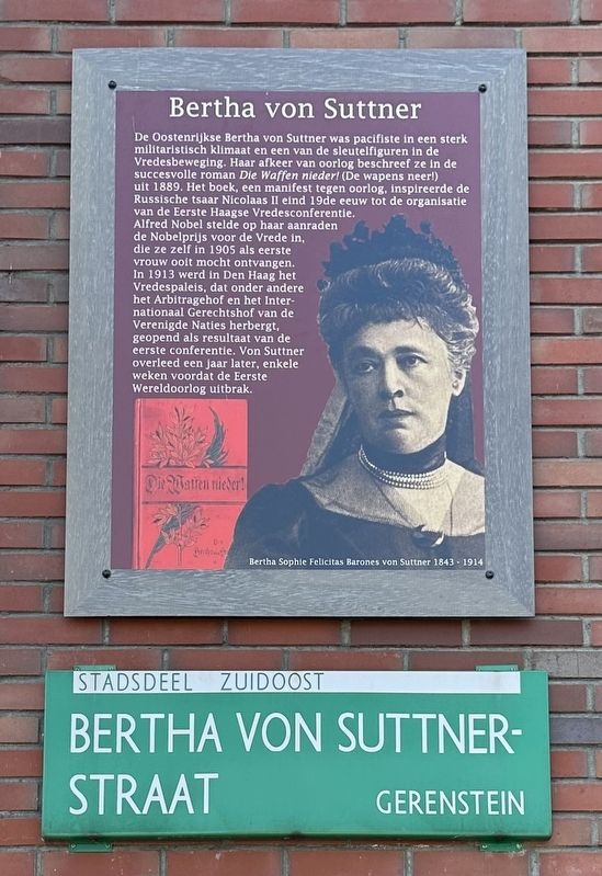 Bertha von Suttner Marker. Click for full size. Bertha von Suttner Marker image. Click for full size.
