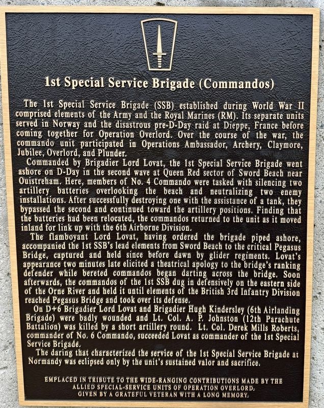 1st Special Brigade (Commandos) Marker image. Click for full size.