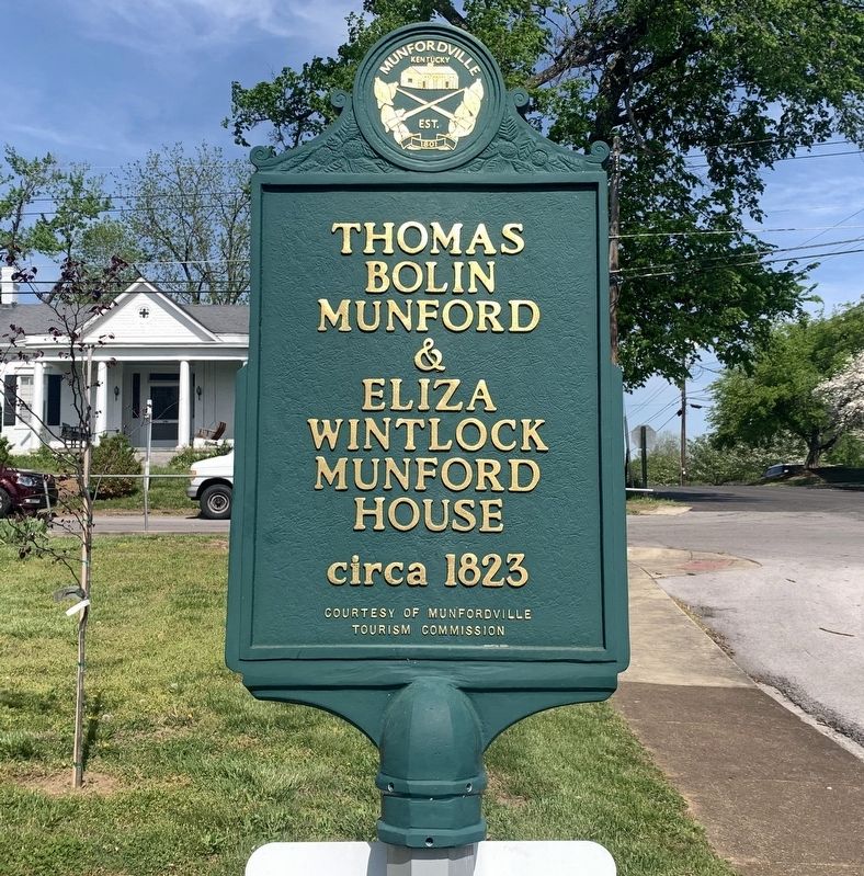 Thomas Bolin Munford & Eliza Wintlock Munford House Marker. Click for full size. Thomas Bolin Munford & Eliza Wintlock Munford House Marker image. Click for full size.