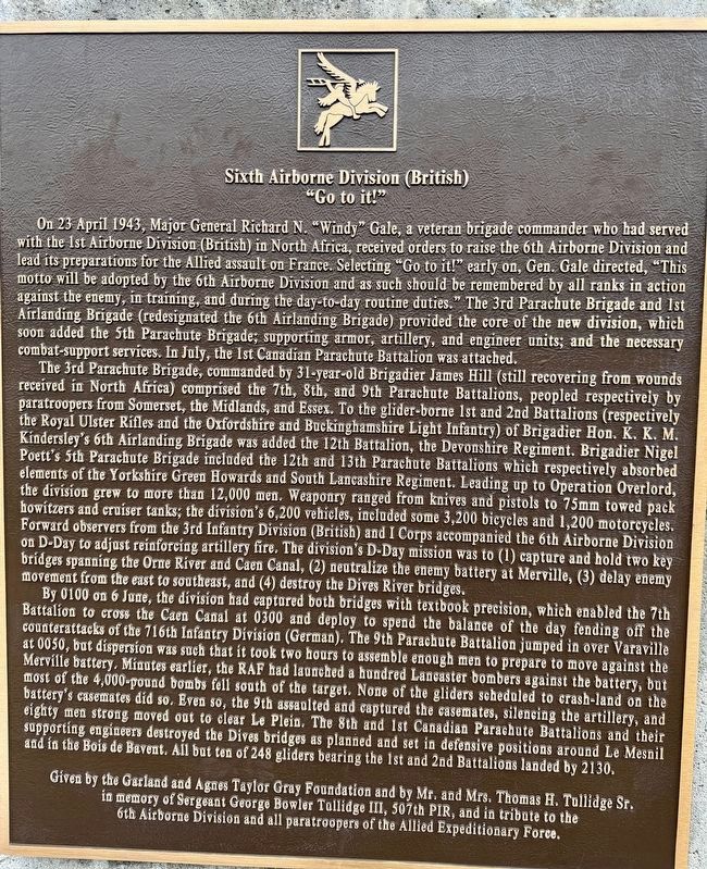 Six Airborne Division (British) Marker image. Click for full size.