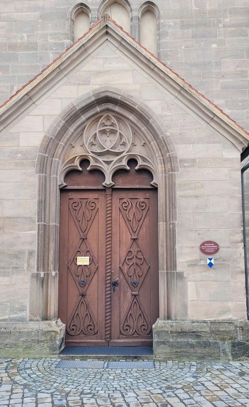 The front door of the Church and Marker image. Click for full size.
