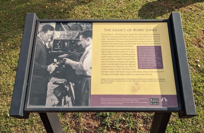 The Legacy of Bobby Jones Marker. Click for full size. The Legacy of Bobby Jones Marker image. Click for full size.