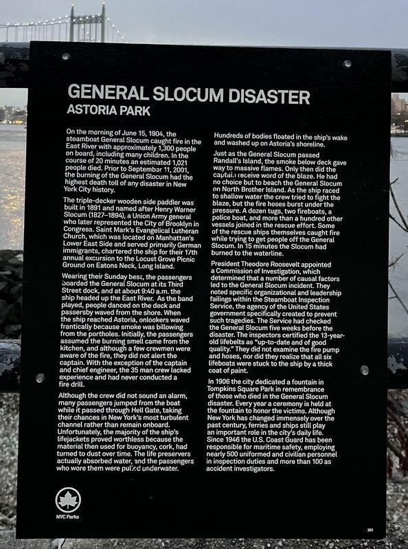 General Slocum Disaster Marker image. Click for full size.