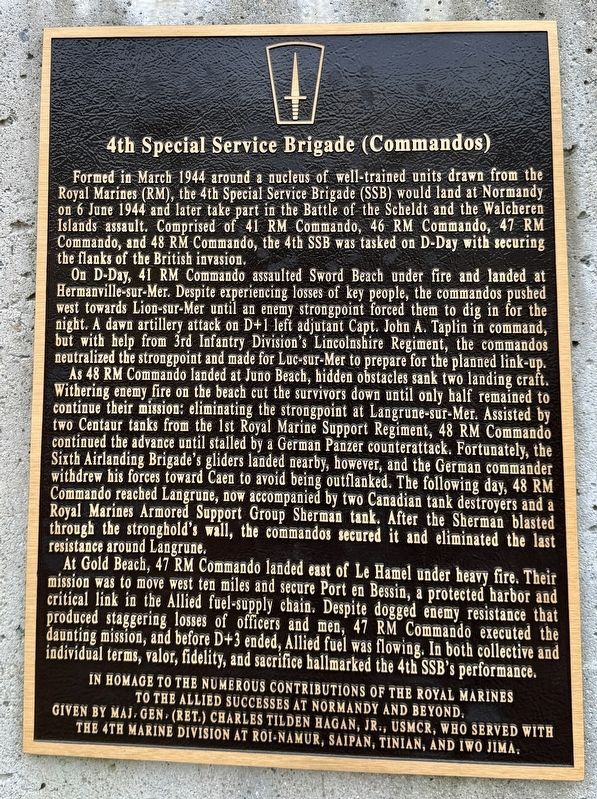4th Special Service Brigade (Commandos) Marker image. Click for full size.