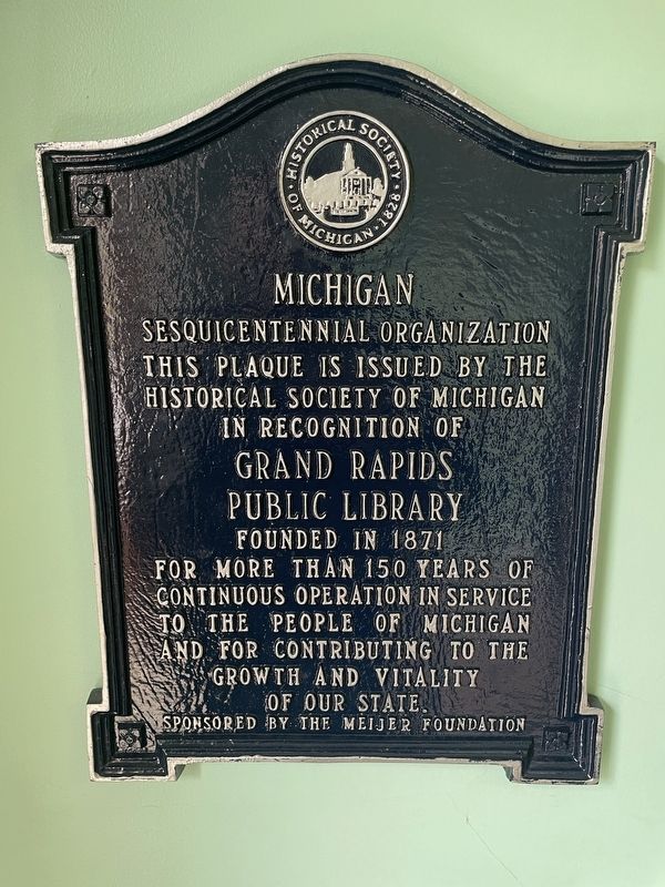 Grand Rapids Public Library Marker. Click for full size. Grand Rapids Public Library Marker image. Click for full size.