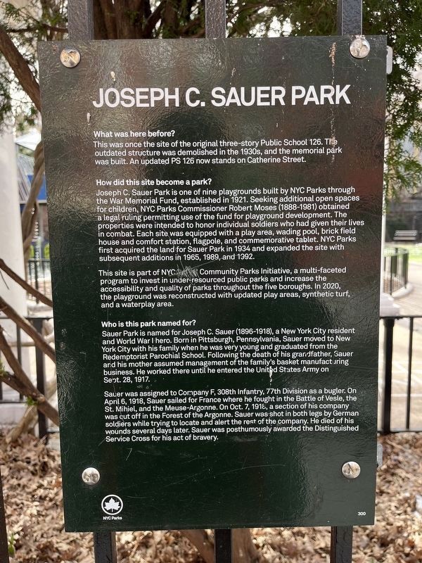 Joseph C. Sauer Park Marker image. Click for full size.