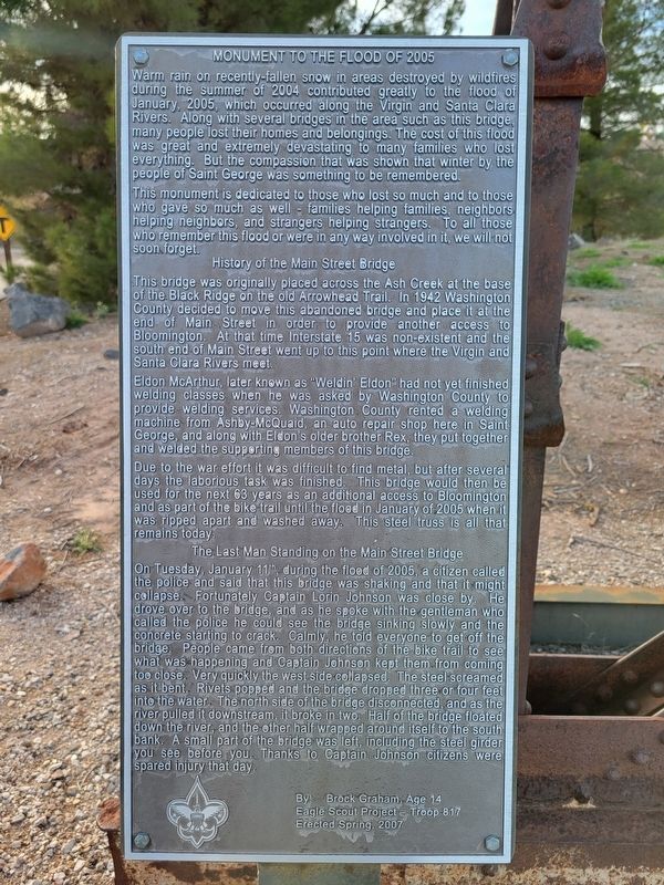 Monument to the Flood of 2005 Marker. Click for full size. Monument to the Flood of 2005 Marker image. Click for full size.