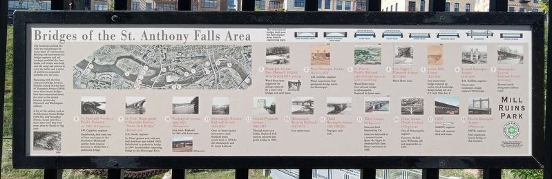 Bridges of the St. Anthony Falls Area Marker. Click for full size. Bridges of the St. Anthony Falls Area Marker image. Click for full size.