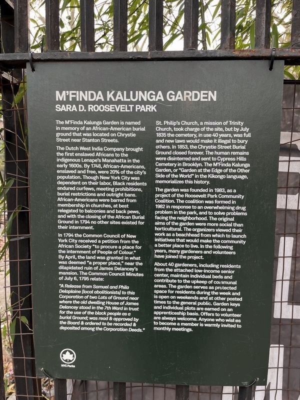 M'Finda Kalunga Garden Marker. Click for full size. M'Finda Kalunga Garden Marker image. Click for full size.