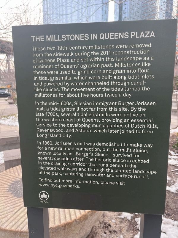 The Millstones in Queens Plaza Marker image. Click for full size.