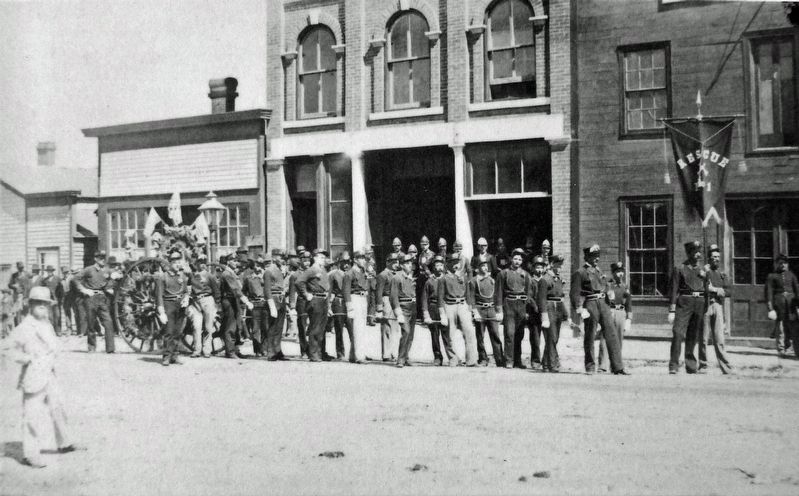 Marker detail: Decorah Fire Rescue No. 1, 1880 image. Click for full size.