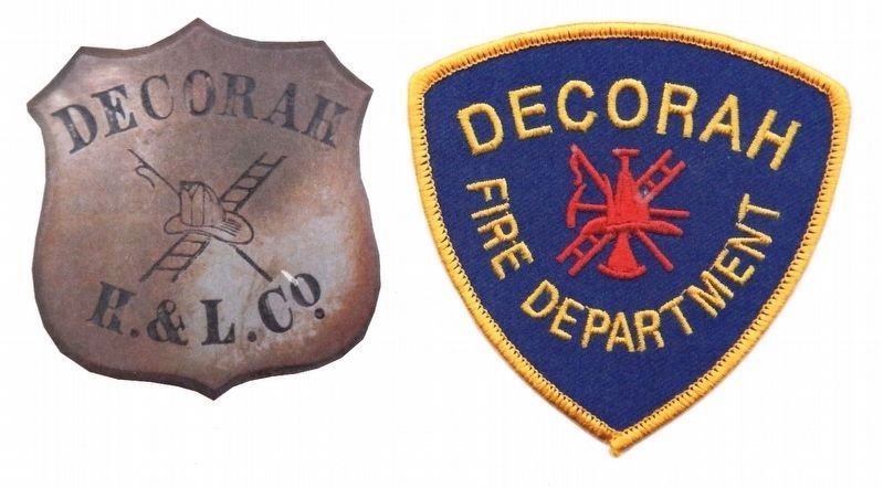 Marker detail: Decorah Hook & Ladder Company image. Click for full size.
