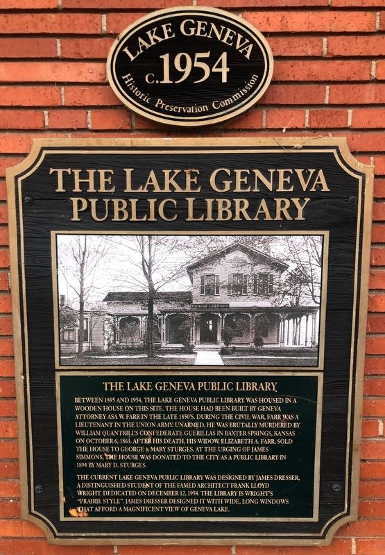 The Lake Geneva Public Library Marker image. Click for full size.