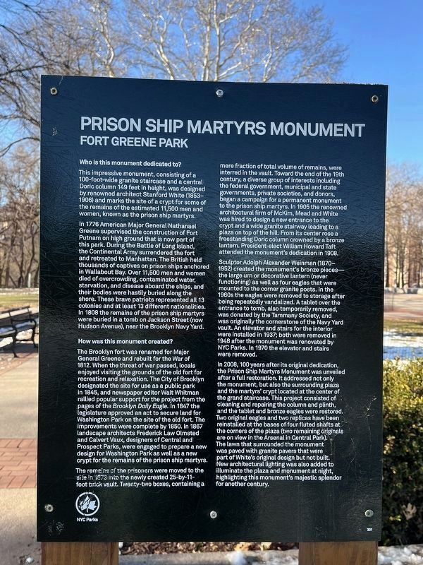 Prison Ship Martyrs Monument Marker image. Click for full size.