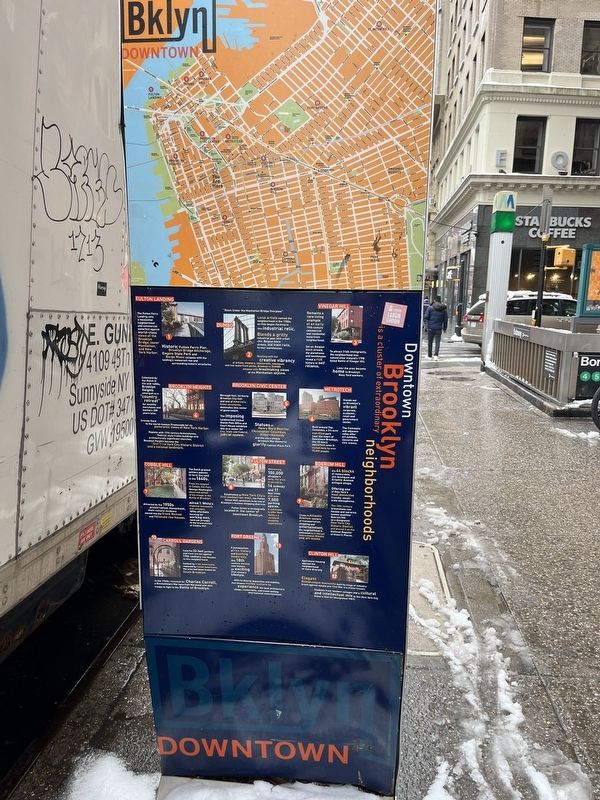 Downtown Brooklyn side of the marker. Click for full size. Downtown Brooklyn side of the marker image. Click for full size.