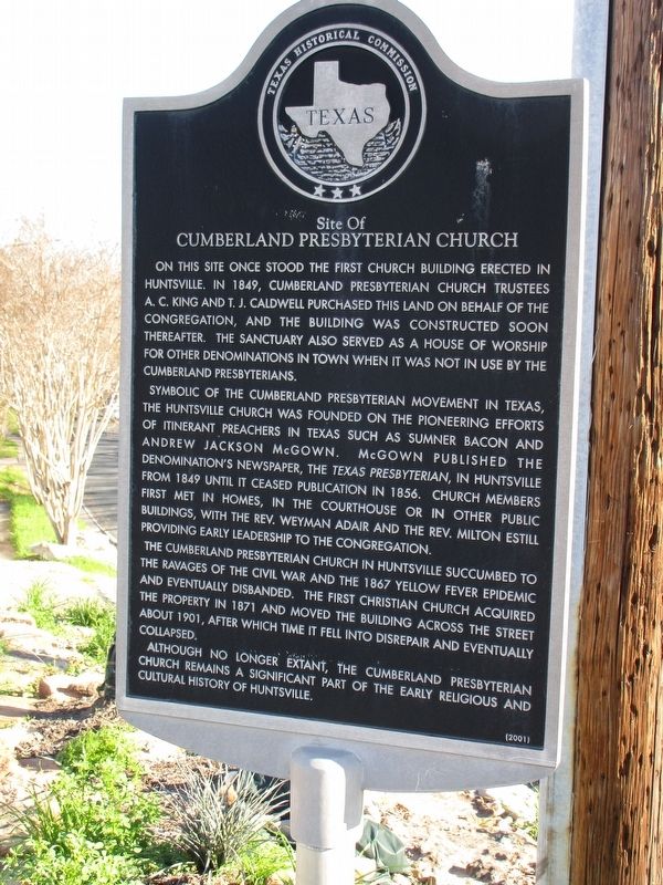 Site of Cumberland Presbyterian Church Marker image. Click for full size.