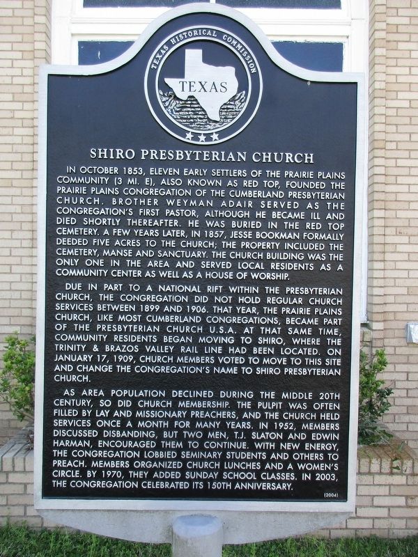 Shiro Presbyterian Church Marker image. Click for full size.