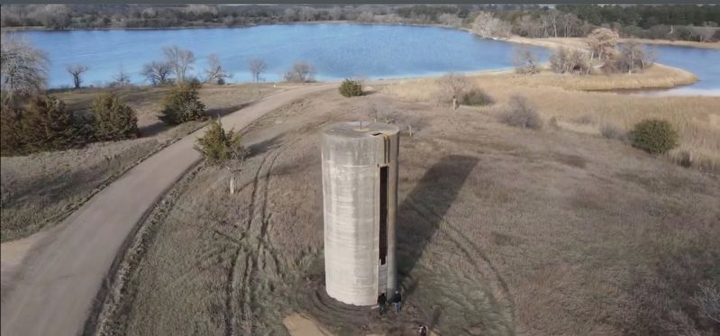 Houtman Silo aerial view looking north towards Oakwood Lakes State Park image. Click for full size.
