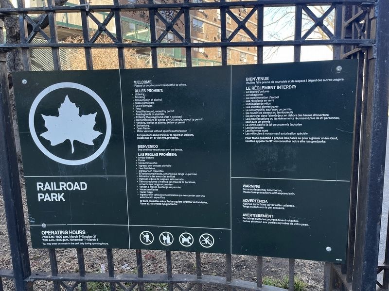 Additional NYC Parks signage for Railroad Park image. Click for full size.