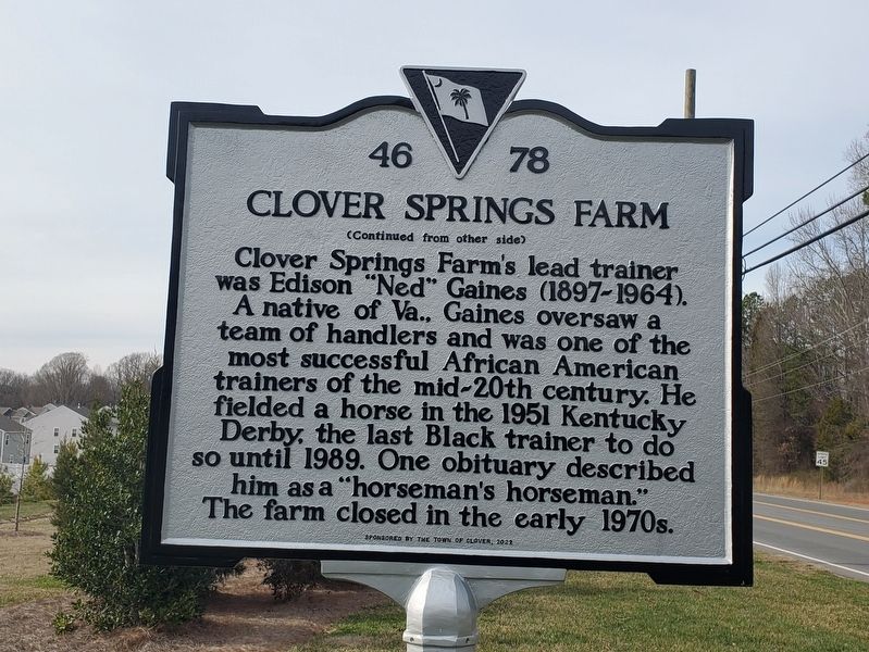 Clover Springs Farm Marker (continued) image. Click for full size.