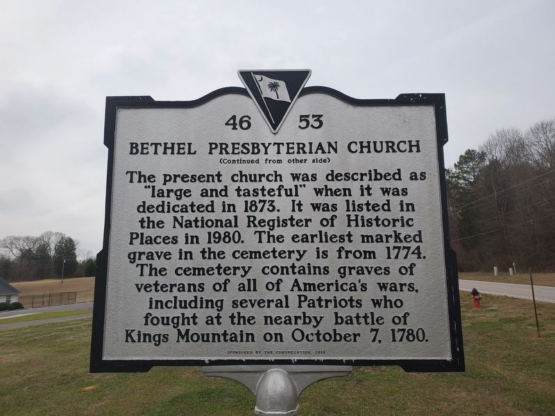 Bethel Presbyterian Church side of marker image. Click for full size.