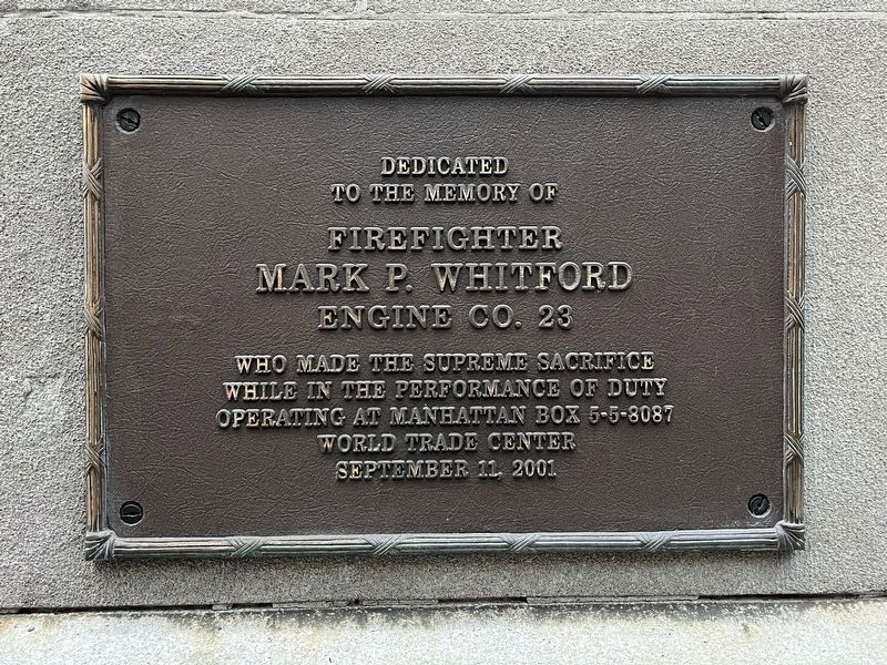 Firefighter Mark P. Whitford Marker image. Click for full size.