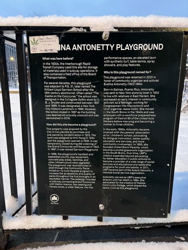 Evelina Antonetty Playground Marker image. Click for full size.