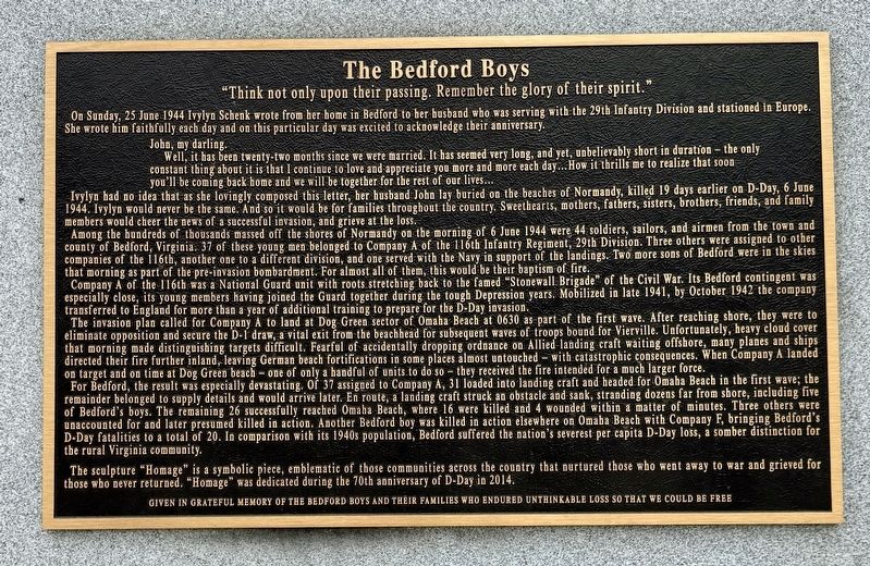 The Bedford Boys Marker image. Click for full size.