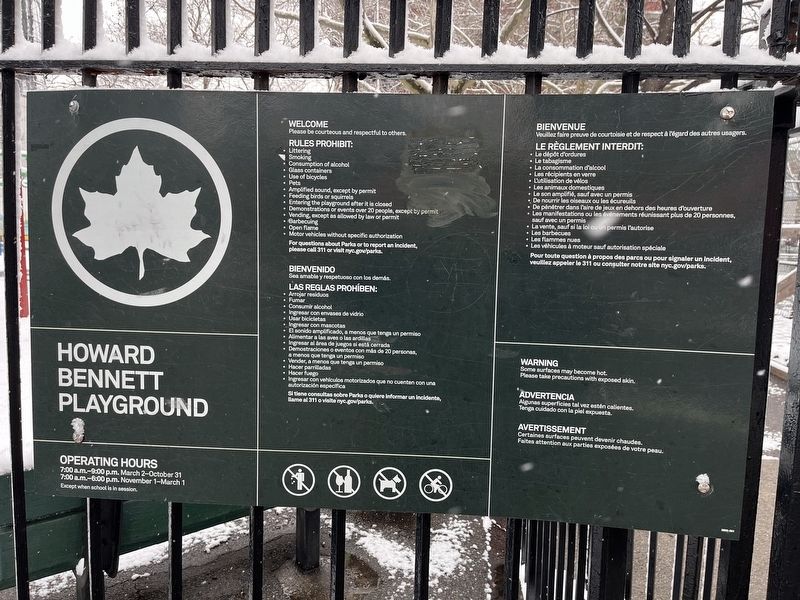 Adjacent signage for Howard Bennett Playground image. Click for full size.