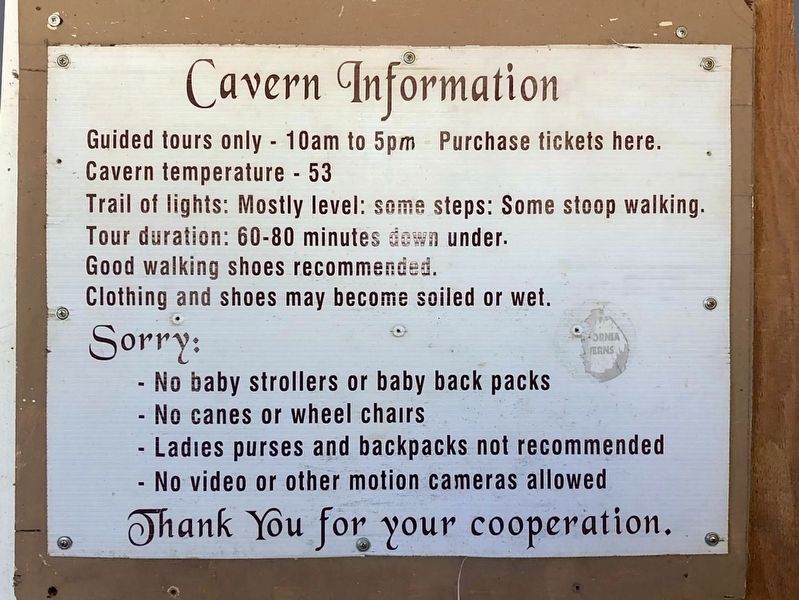 Cavern Information. Click for full size. Cavern Information image. Click for full size.