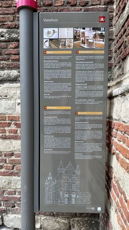 Vleeshuis / Das Fleischhaus / Les Halles des Bouchers / Butchers Hall Marker image. Click for full size.