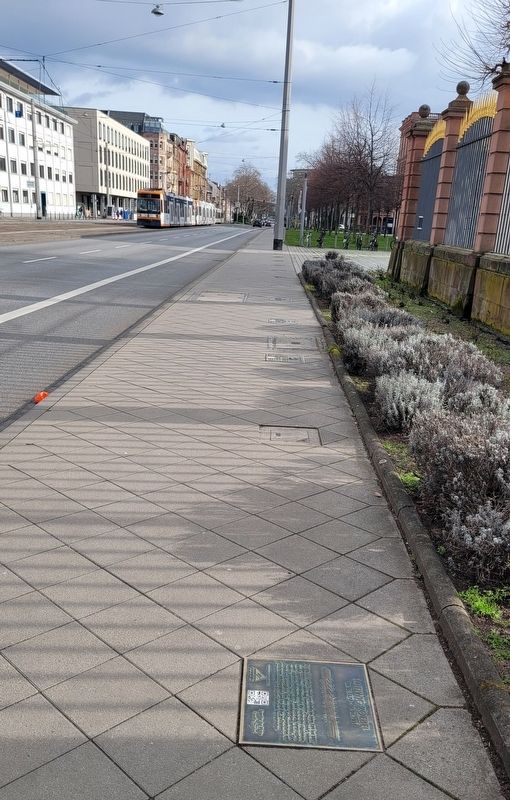 The Ludwig Roebel Marker is located on the sidewalk image. Click for full size.