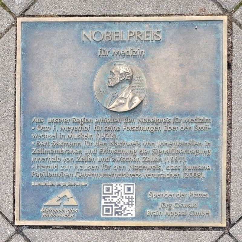Nobelpreis für Medizin / Nobel Prize for Medicine Marker. Click for full size. Nobelpreis für Medizin / Nobel Prize for Medicine Marker image. Click for full size.