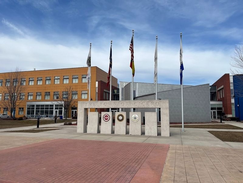 The rear of the Cicero Veterans Memorial. Click for full size. The rear of the Cicero Veterans Memorial image. Click for full size.